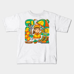 Woman Climber Kawaii Doodle Kids T-Shirt